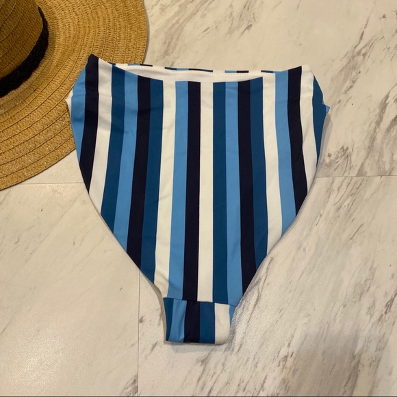 New! Chelsea28 Stripe High Waisted Bikini Bottoms - Picture 3 of 11